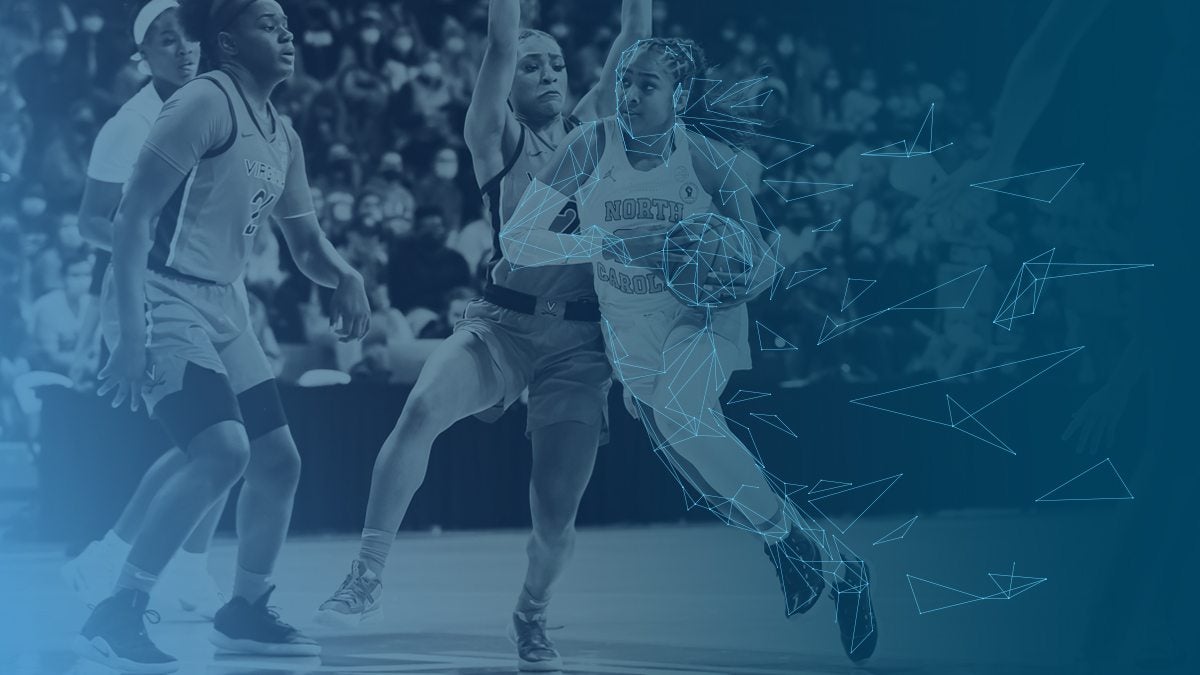 graphic of women's basketball team playing