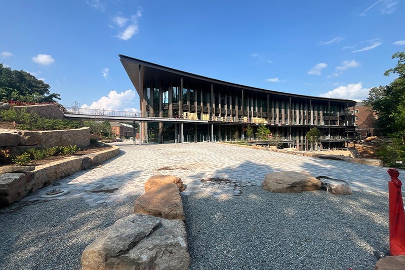 Exterior of the future Bell Hall while under construction on the campus of UNC-Chapel Hill.