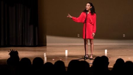 A person performing on stage.