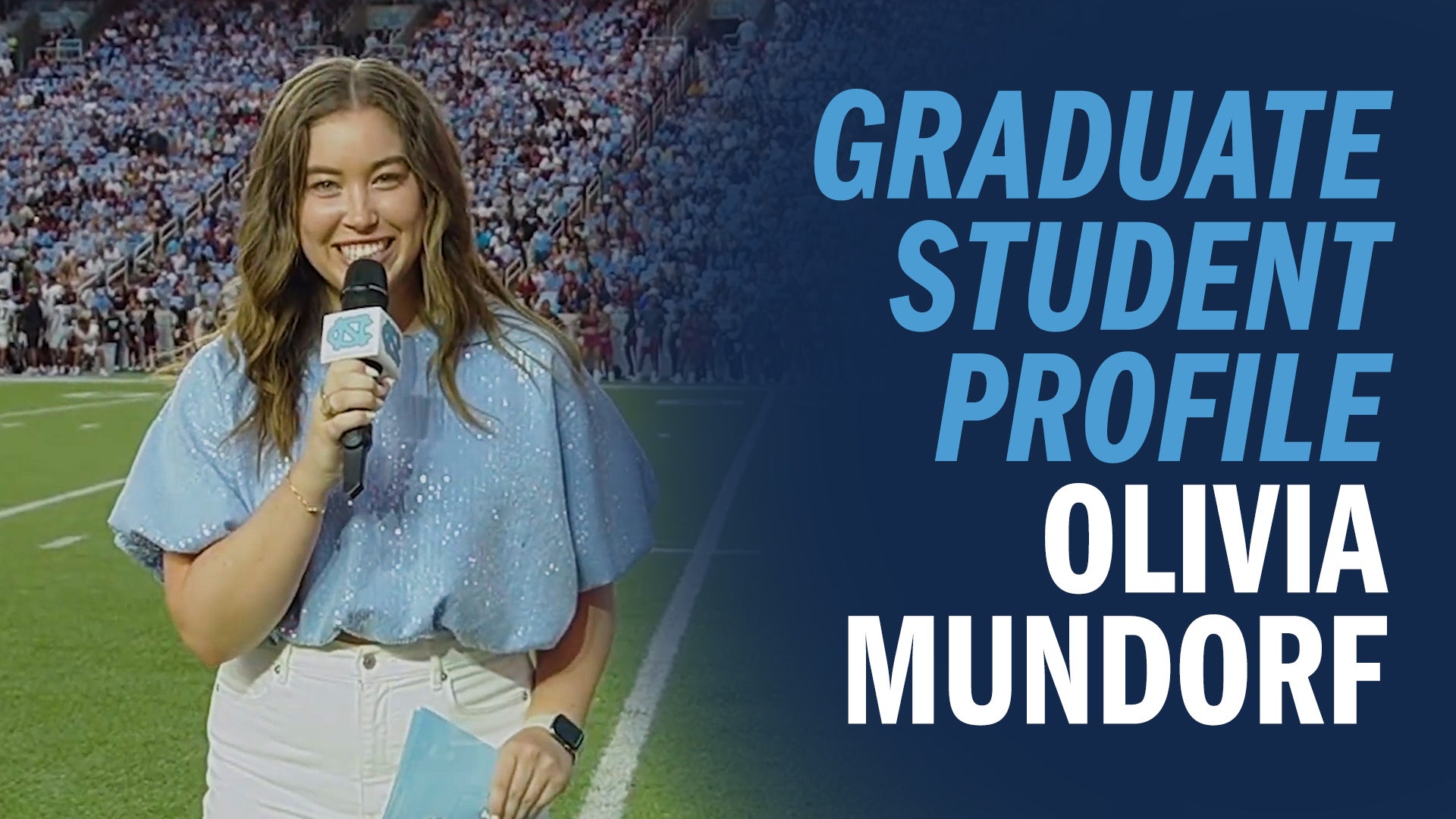 A video thumbnail of Olivia Mundorf holding a microphone with the words 