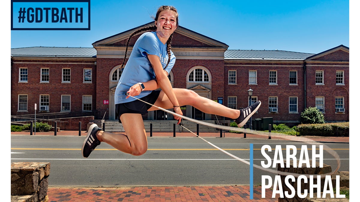 Sarah Pascal jumping with a jump rope.