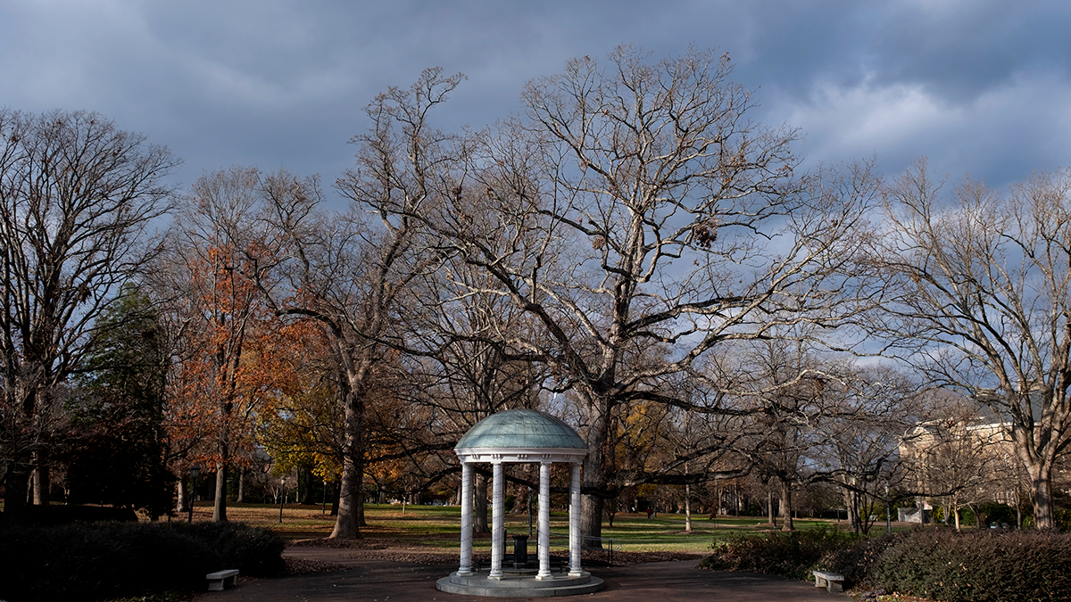 The Old Well during winter with a dark sky.