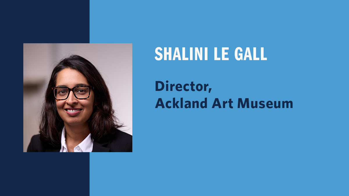 Graphic with a photo of Shalini Le Gall, next to text that says 