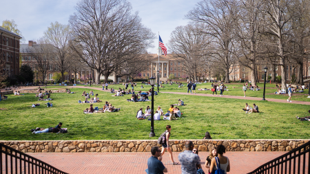 Exterior image of the campus quad during the day.