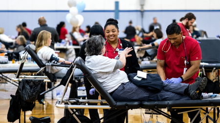 People donating at the blood drive.
