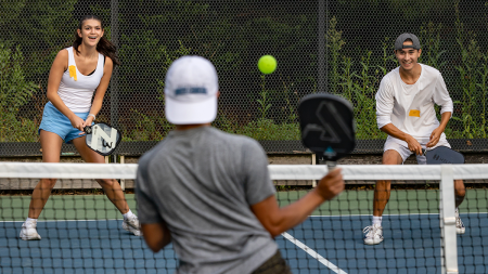 Students playing pickleball.