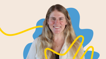 A photo of Sarah McGlothlin with a graphic treatment.