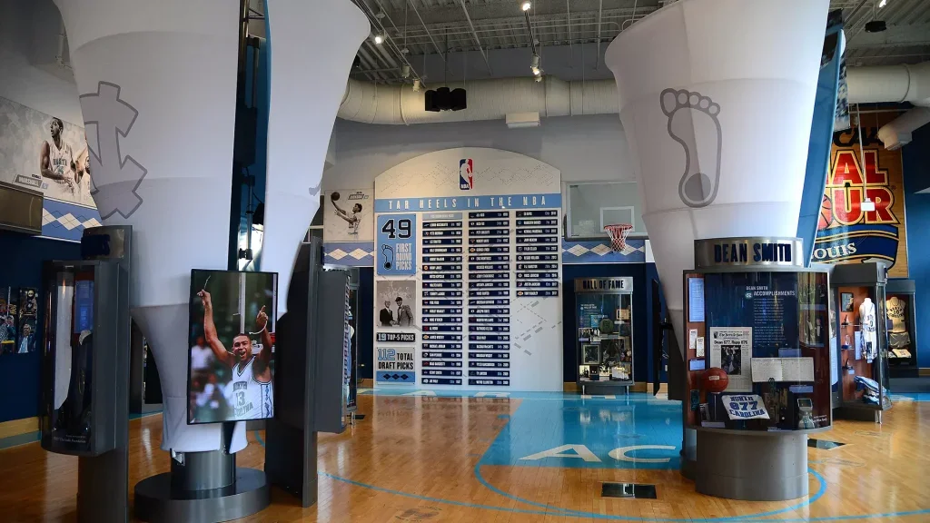 Interior of the Carolina Basketball Museum.